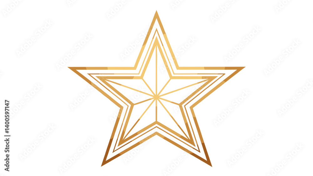 Obraz premium Golden five-point star in modern gradient style