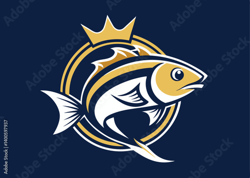 cartoon fish hand painted with ink brush stroke, isolated on white background.