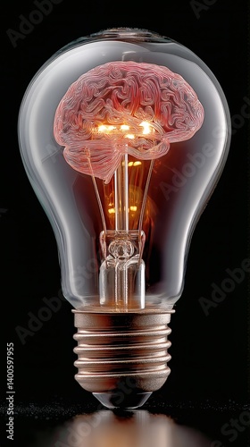 Obraz na płótnie Conceptual Representation of a Brain Within a Light Bulb Showcasing Creativity and Innovation w salonie