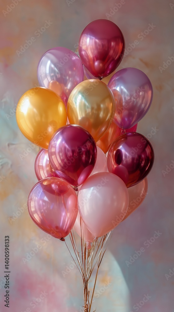 Colorful Balloons in Various Shades Create a Joyful Atmosphere for Celebrations