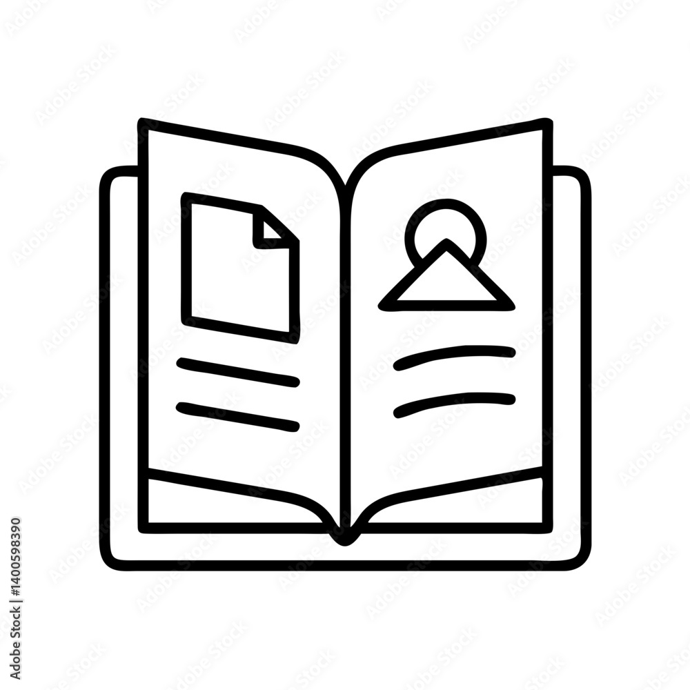 Open book icon vector illustration for education reading and learning resources concept design Open book icon vector illustration for education reading and learning resources concept design