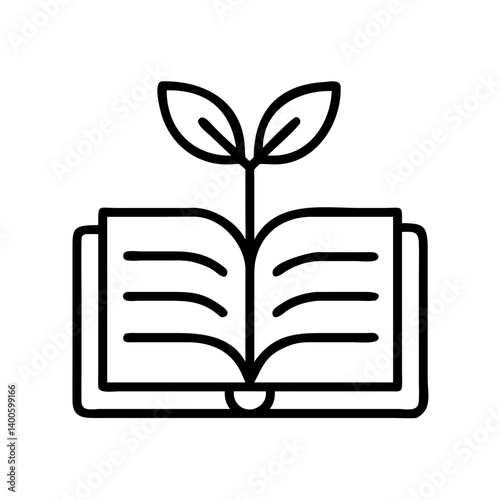 Open book with plant growing knowledge education learning development growth studying concept