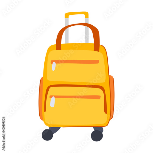 travel rolling luggage cartoon vector illustration