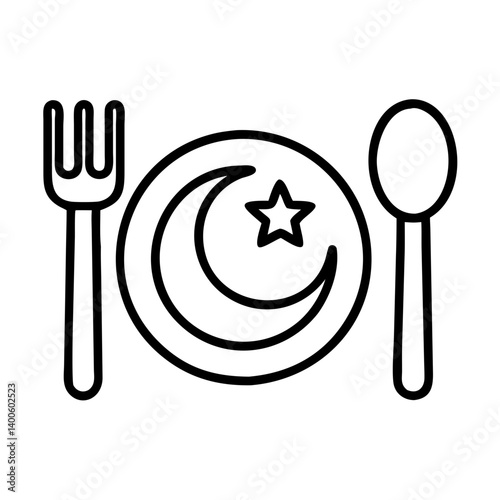 Ramadan kareem iftar dinner icon vector graphic design template with moon and star symbol concept