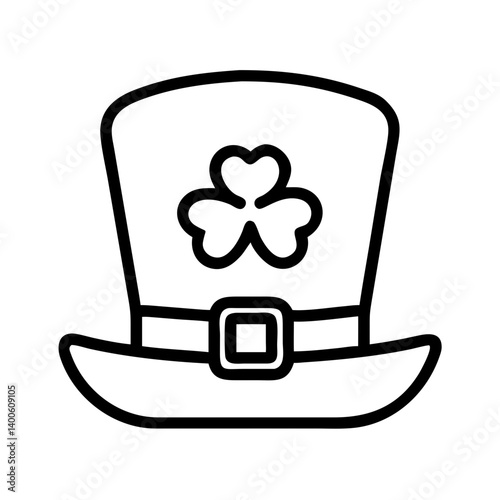 St patrick's day hat vector icon illustration leprechaun hat with shamrock outline drawing design