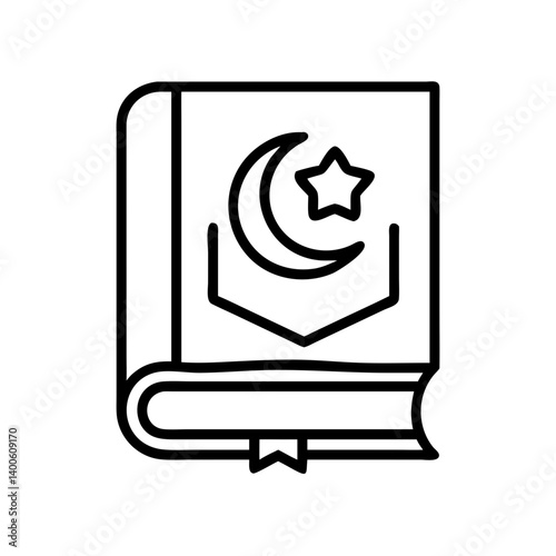 Islamic book with crescent moon and star vector design holy quran ramadan kareem eid mubarak concept