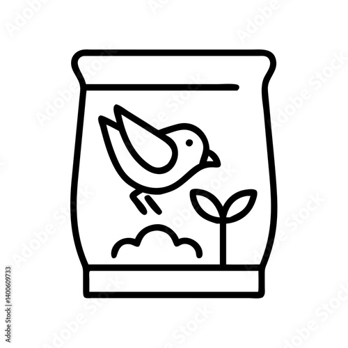 Bird feeder with bird and plant illustration vector design for wildlife and garden lovers