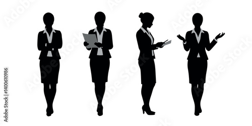 set of business women silhouettes