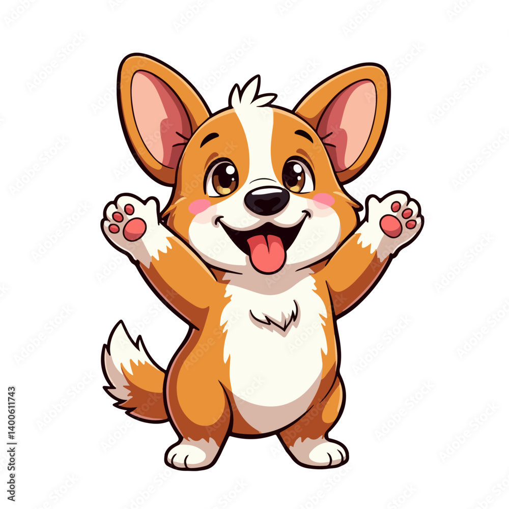 Hand-drawn Corgi Dog cartoon vector illustration Hand-drawn Corgi Dog cartoon vector illustration