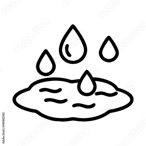 Illustration of water drops falling into puddle vector design for weather and nature concept