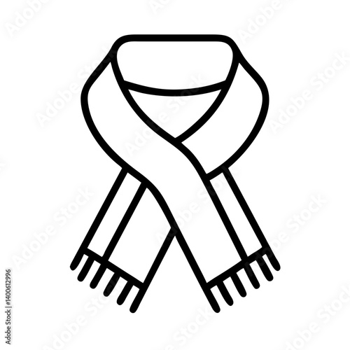 Outline winter scarf fashion accessory for warmth and style in cold weather apparel icon design