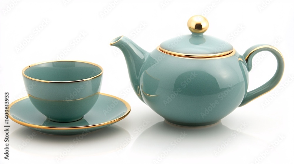 Elegant Teapot and Teacup Set with Gold Rim for Stylish Tea Time Moments Elegant Teapot and Teacup Set with Gold Rim for Stylish Tea Time Moments