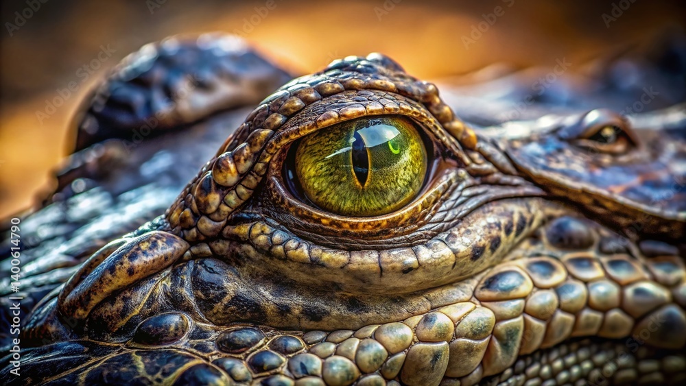 Fototapeta premium Close-Up Alligator Eye: Wild Reptile Detail, Documentary Photography
