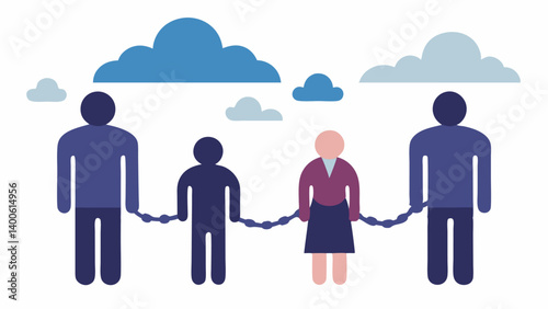 Chains of Pain A visual of chains connecting different family members grandparents parents children with the chains made of dark clouds representing trauma.