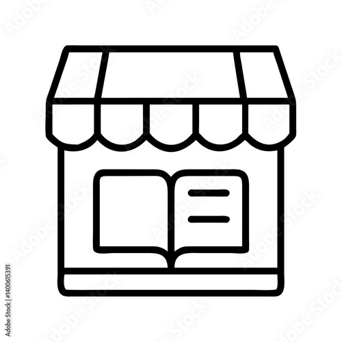 Bookstore shop front vector icon illustration for library and reading business design concept