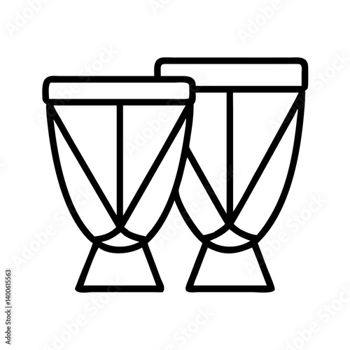 Vector illustration of african drums bongo conga percussion musical instrument outline drawing art