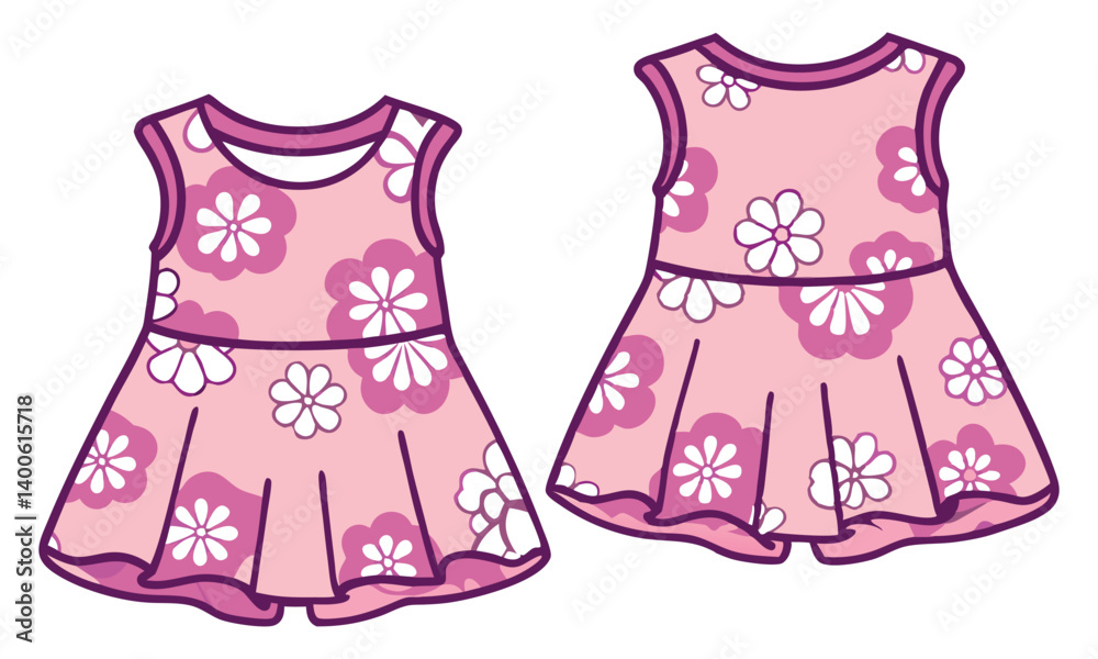 Baby girls dress design vector illustration Baby girls dress design vector illustration