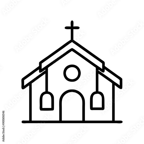 Church building vector icon illustration christian catholic religion temple chapel outline drawing