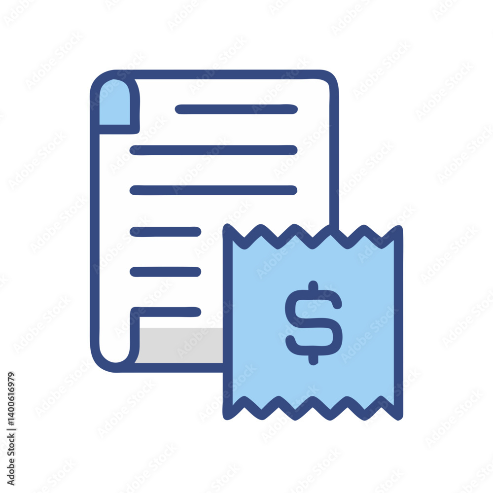 Receipt with Currency Payment Breakdown Icon Design Receipt with Currency Payment Breakdown Icon Design