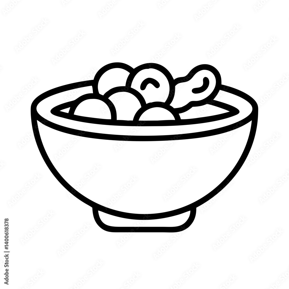 Bowl of soup vector illustration, asian food bowl, noodle bowl, ramen bowl line art drawing Bowl of soup vector illustration, asian food bowl, noodle bowl, ramen bowl line art drawing