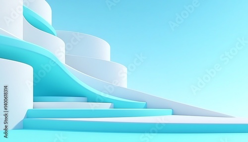 Abstract Steps Blue White Scene