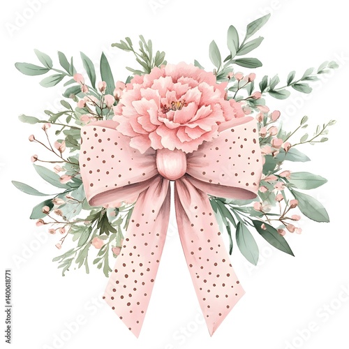 Elegant floral bouquet with polka dot bow