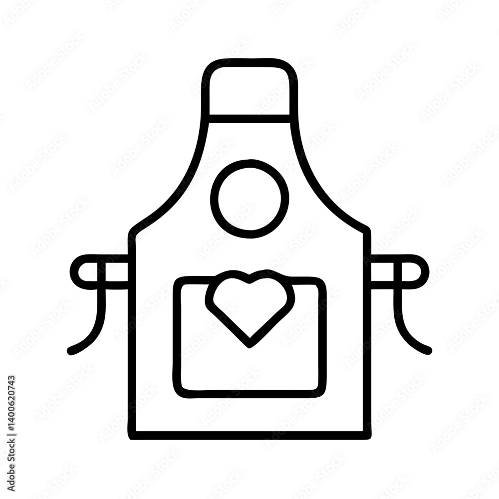 Chef apron cooking apron baking apron kitchen apron with heart pocket vector illustration Chef apron cooking apron baking apron kitchen apron with heart pocket vector illustration