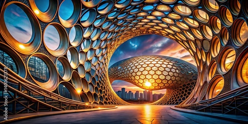 Celestial Convergence: Intertwined Cosmic Circles Architectural Photography