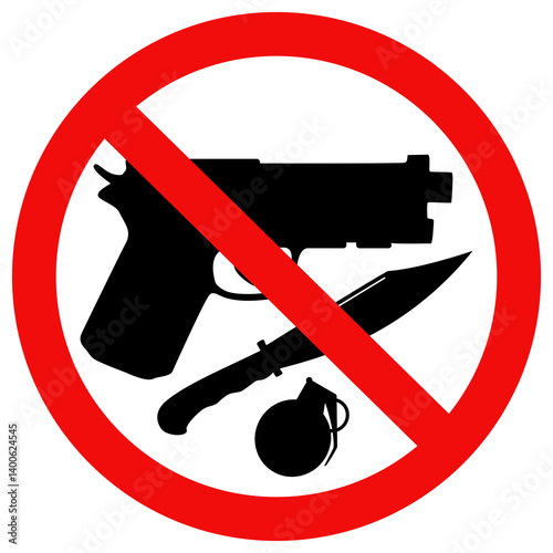Weapon prohibited icon. No weapons gun grenade and knife. vector illustration design