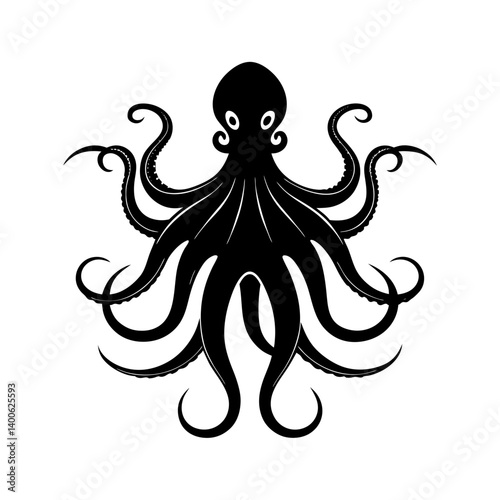  Octopus with long tentacles silhouette