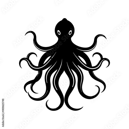  Octopus with long tentacles silhouette