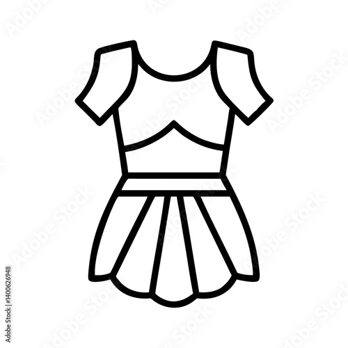Outline drawing of a ballet dress tutu costume for dance performance or party outfit design