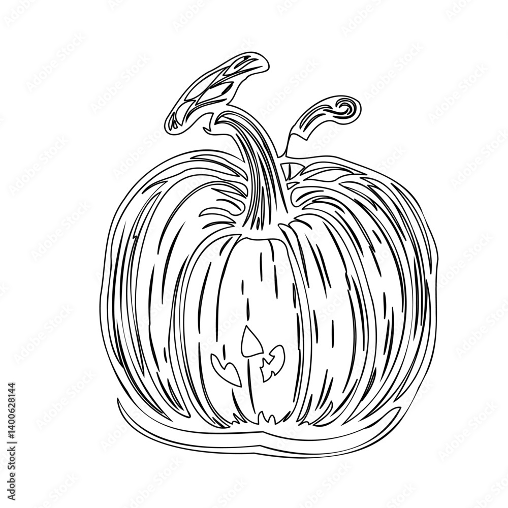 Outlined Halloween Pumpkin Vector Illustration