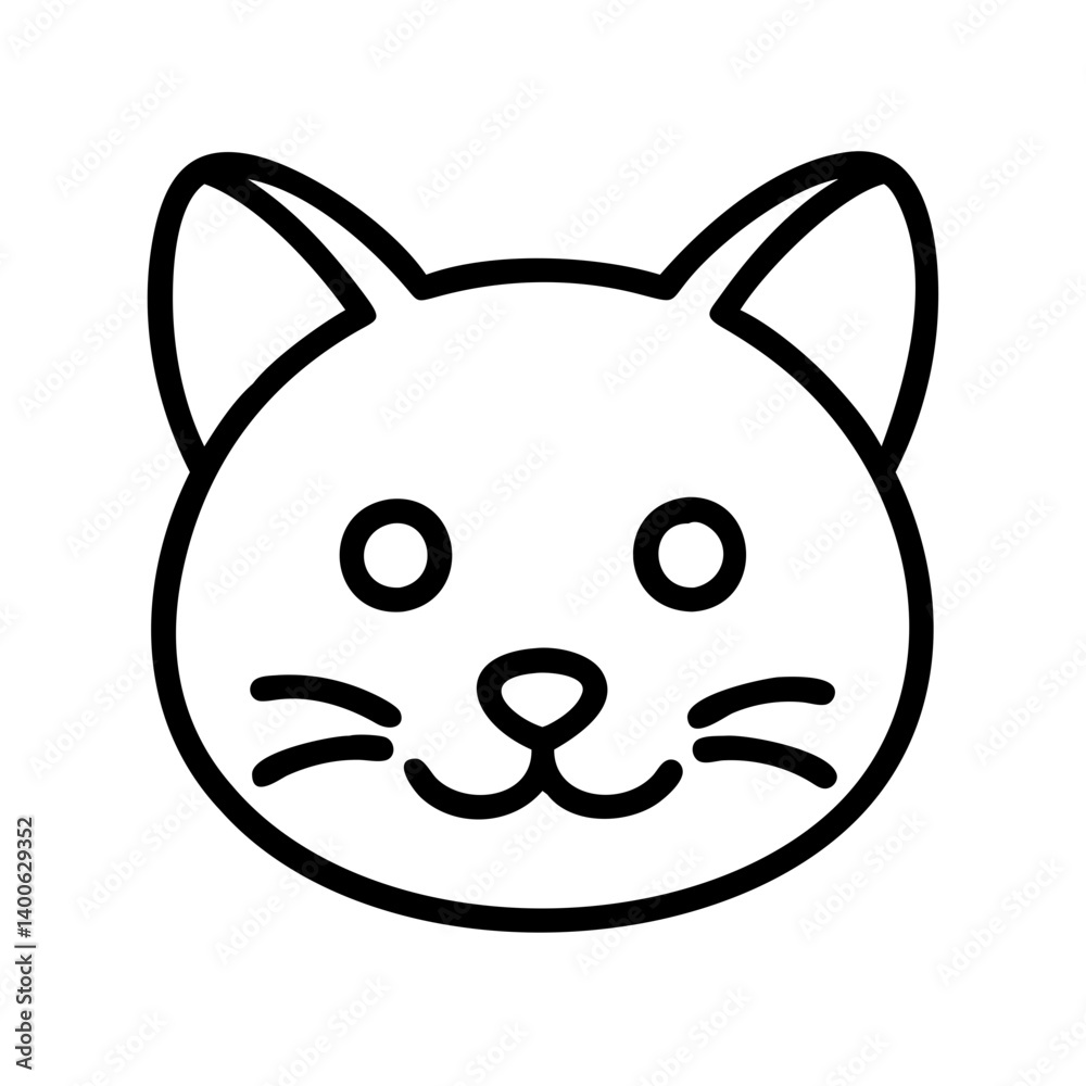 Cat face outline vector drawing cute kitten head illustration simple pet graphic design icon Cat face outline vector drawing cute kitten head illustration simple pet graphic design icon