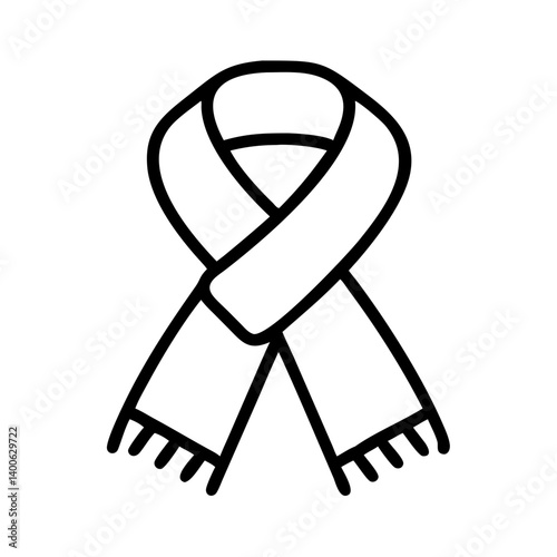 Outline winter scarf fashion accessory vector illustration cold weather apparel neckwear design element