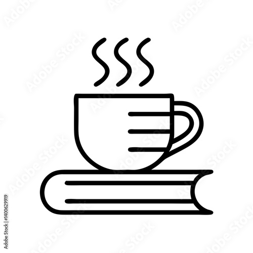Illustration of coffee cup on book for reading time study break and relaxation concept design