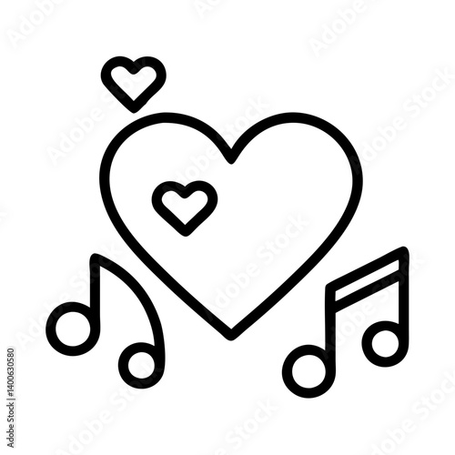 Heart music love notes vector illustration for valentine's day romantic song design and musical theme