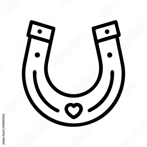 Horseshoe vector icon illustration, lucky horseshoe, horse shoe, good luck charm outline drawing