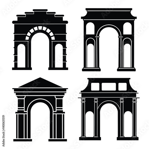 Ancient stone triumphal arch vector illustration
