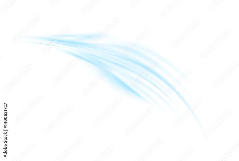 Blue wind PNG depicting air movement or flow. Represents AC direction. Isolated transparent swirl or wave element in PNG format.