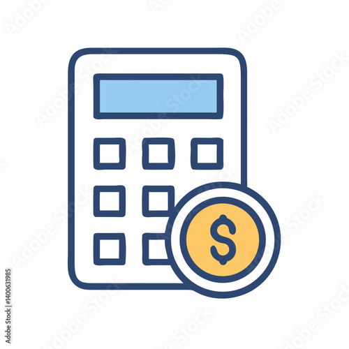 Calculator with Dollar Coin Indicator Icon Design