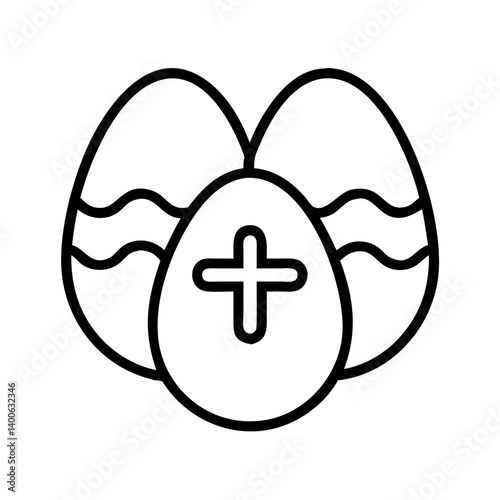 Easter eggs christian cross religious holiday spring celebration outline vector graphic icon
