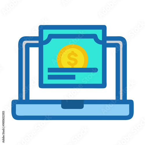 Online Payment via Laptop Screen Icon Design