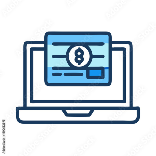 Online Payment via Laptop Screen Icon Design