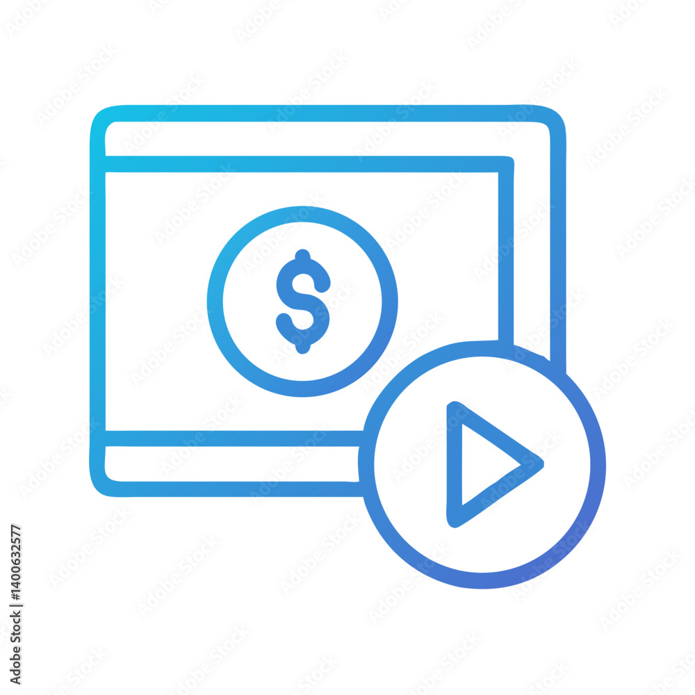Video Play Button with Money Symbol Icon Design Video Play Button with Money Symbol Icon Design