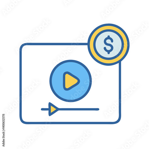 Video Play Button with Money Symbol Icon Design
