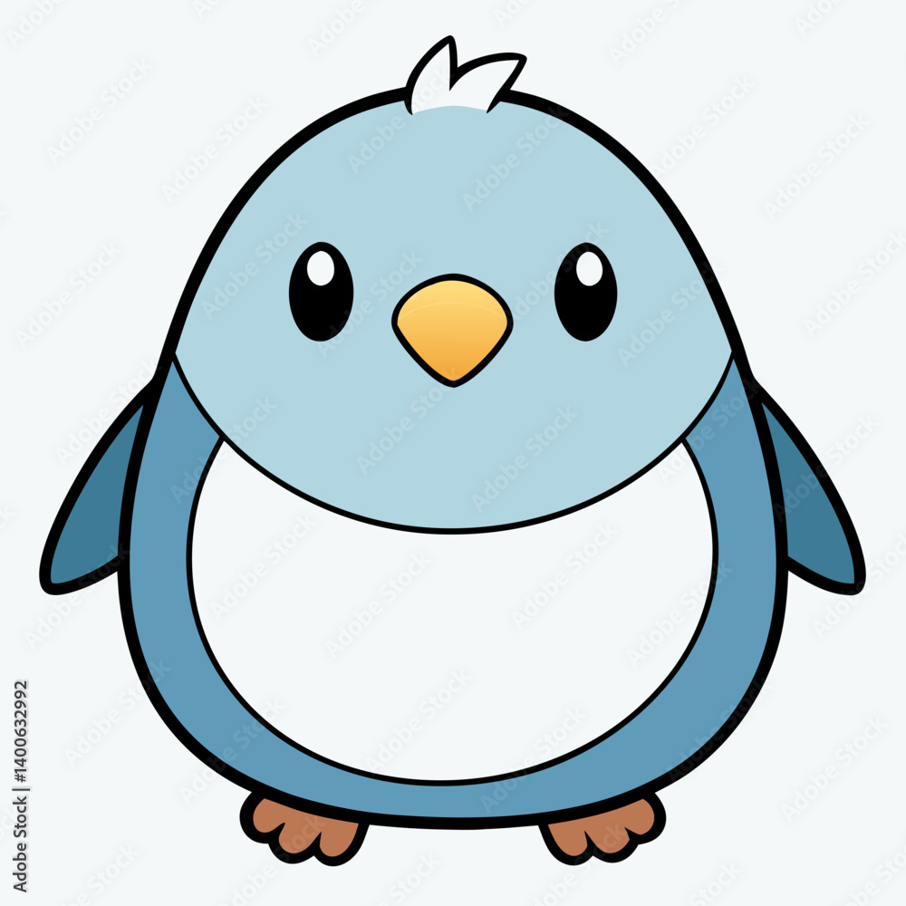 Obraz premium cartoon, animal, bird, vector, illustration, character, cute, funny, fun, blue, baby, isolated, nature, art, icon, white, smile, penguin, mammal, comic, drawing, happy, mascot, owl