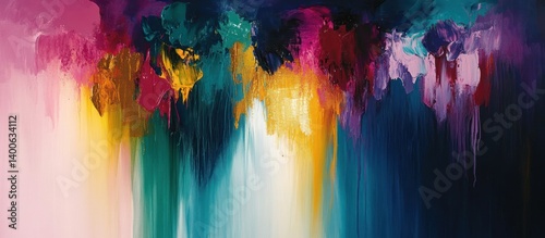 Abstract art, colorful drips, vibrant hues photo