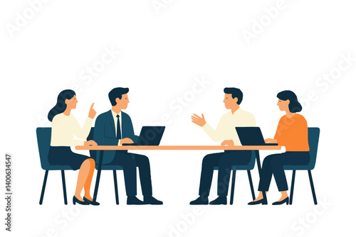 Office Workers Collaborating in a Meeting Room
