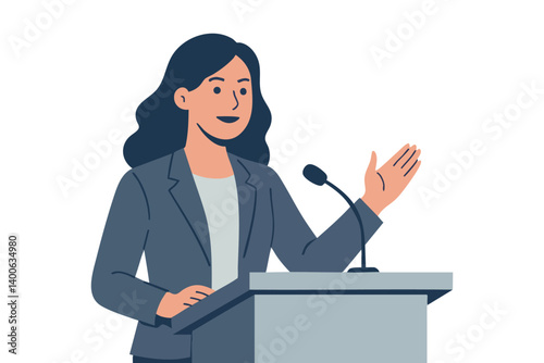 Woman giving public speech at podium